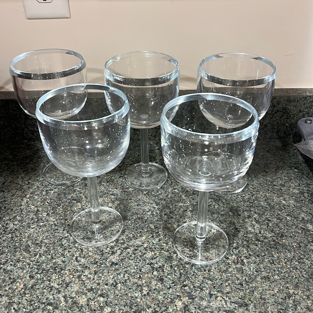 HEAVY SPA WINE SET 5 STEMMED HEAVY LEAD CRYSTAL GLASSES 8" TALL MADE IN POLAND